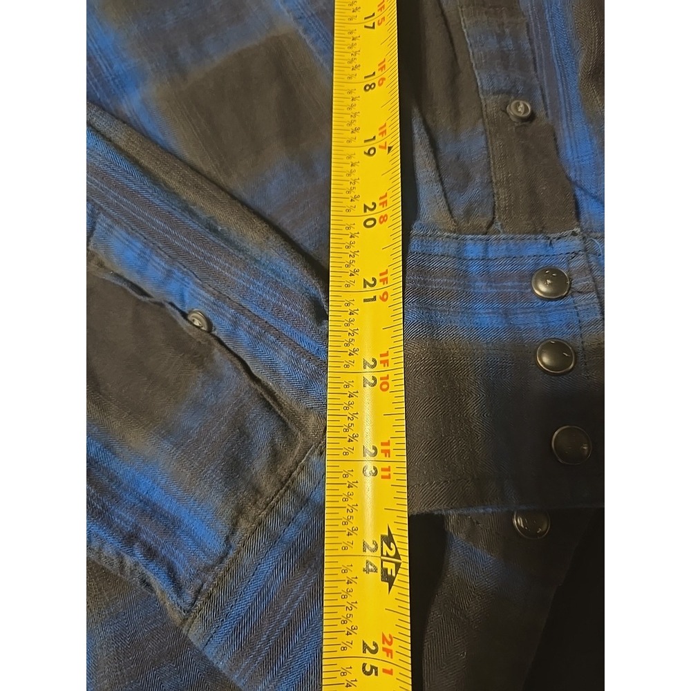 American Eagle Large Button-Down Long Sleeve Casual Shirt Gray Blue Plaid - Picture 4 of 7